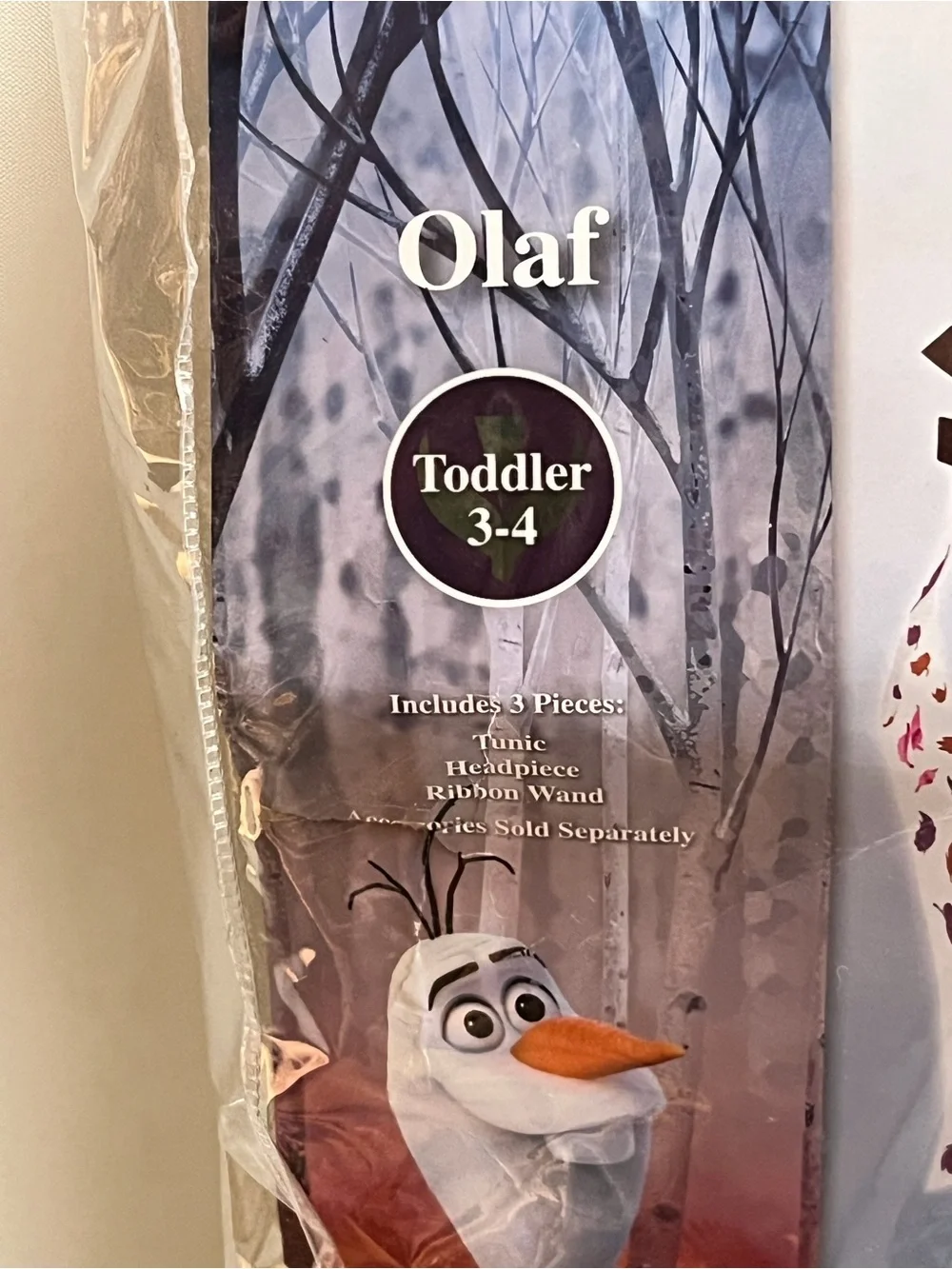 Disney Frozen II Olaf Toddler Costume Size 3-4 Halloween 3 Piece Snowman Outfit